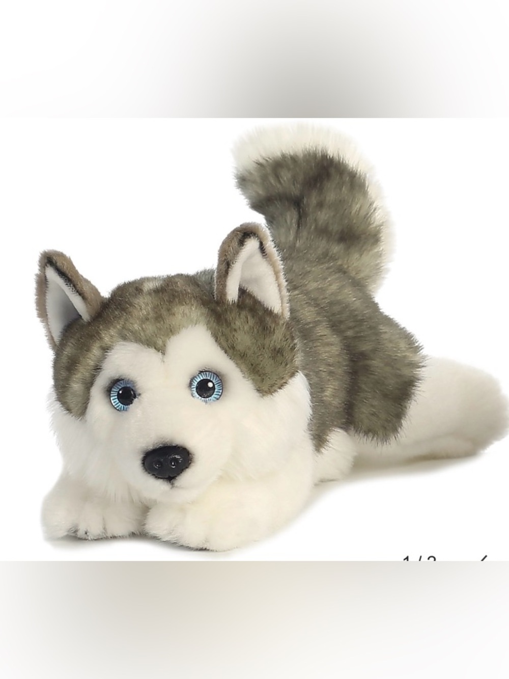 Aurora 11" Husky Lying Flopies collection bean  filled Plush Stuffed Animal Toy